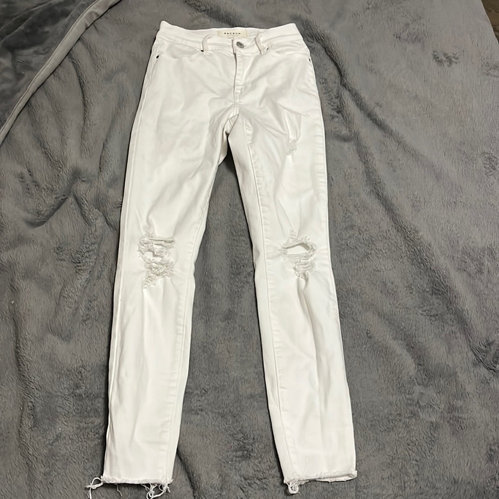 PacSun White Skinny Ripped Jeans